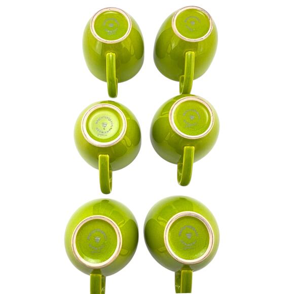 Waechtersbach Kiwi Green Large Mugs (6) 12 oz  Fun Factory Freestyle 3 1/2" Tall - Picture 6 of 7